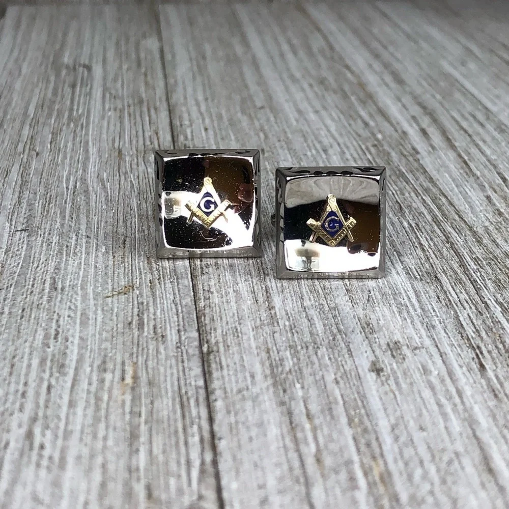Vintage Anson Sterling Silver Freemason Cuff Links